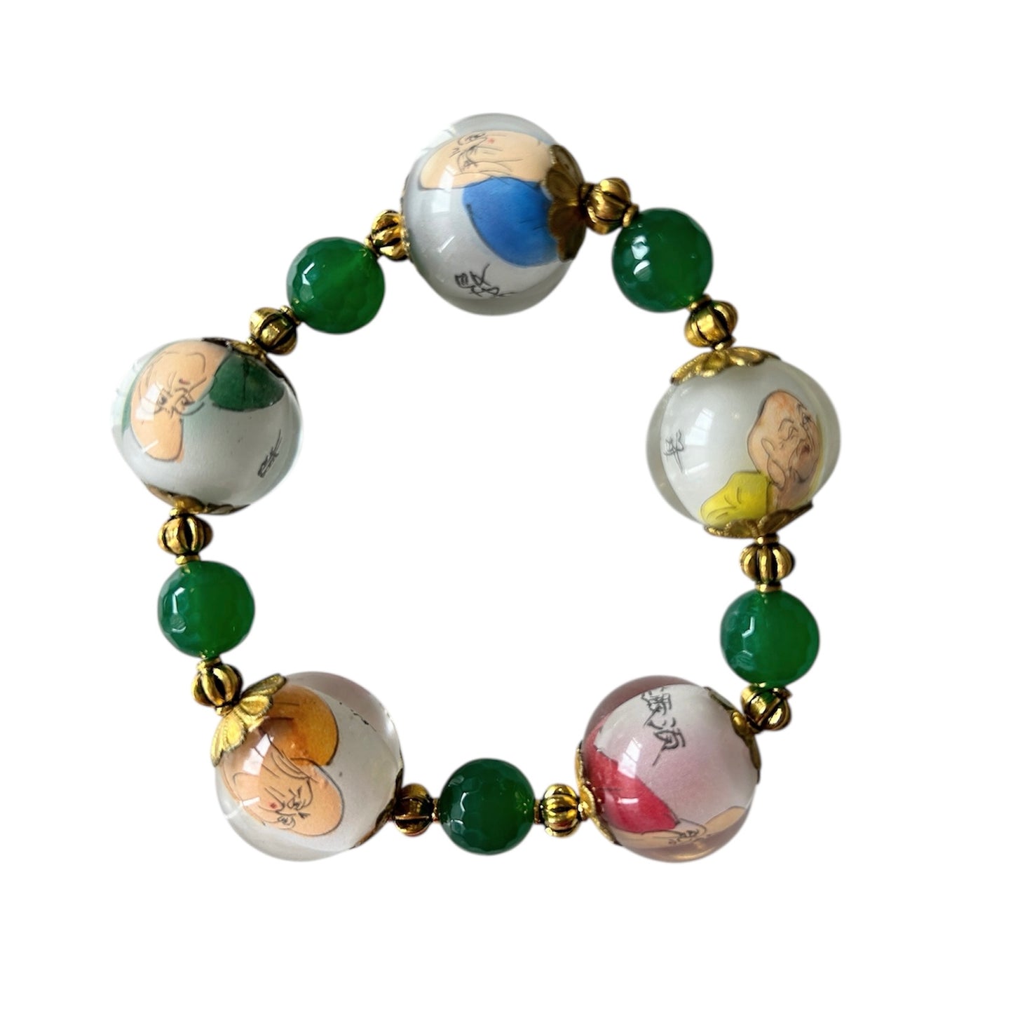 Reverse painted glass bead bracelets