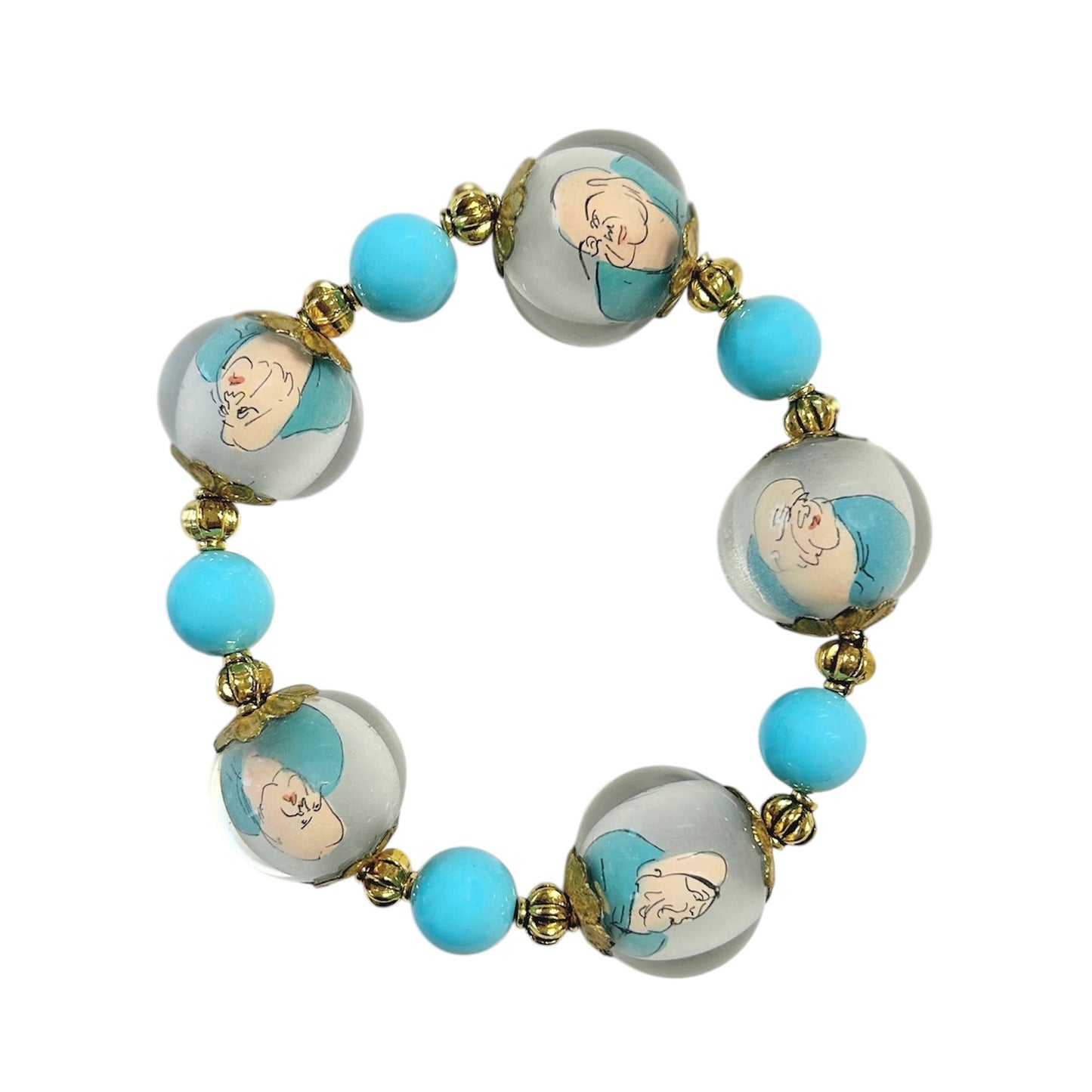 Reverse painted glass bead bracelets