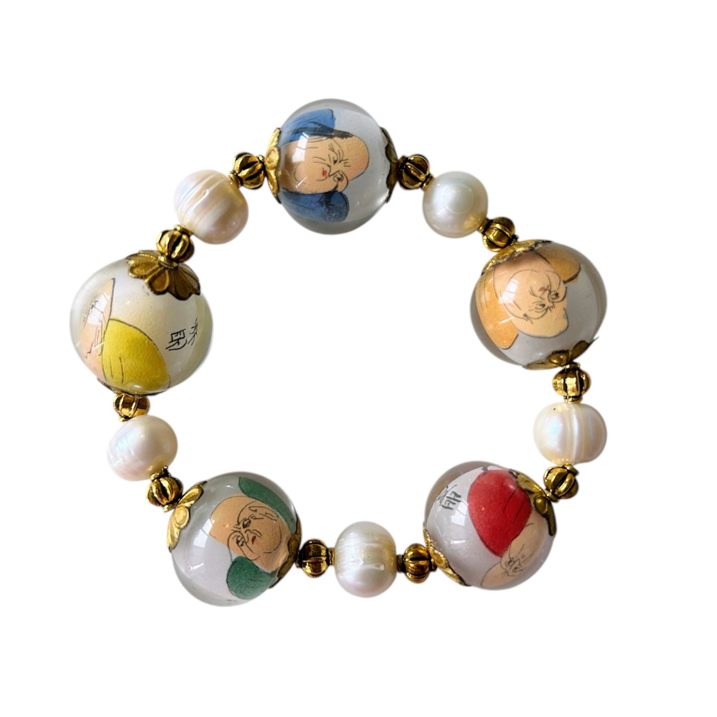 Reverse painted glass bead bracelets