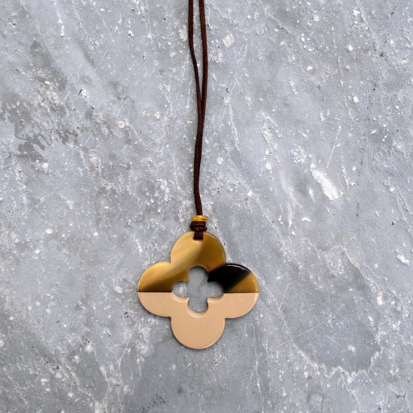 Clover buffalo horn and lacquer pendant