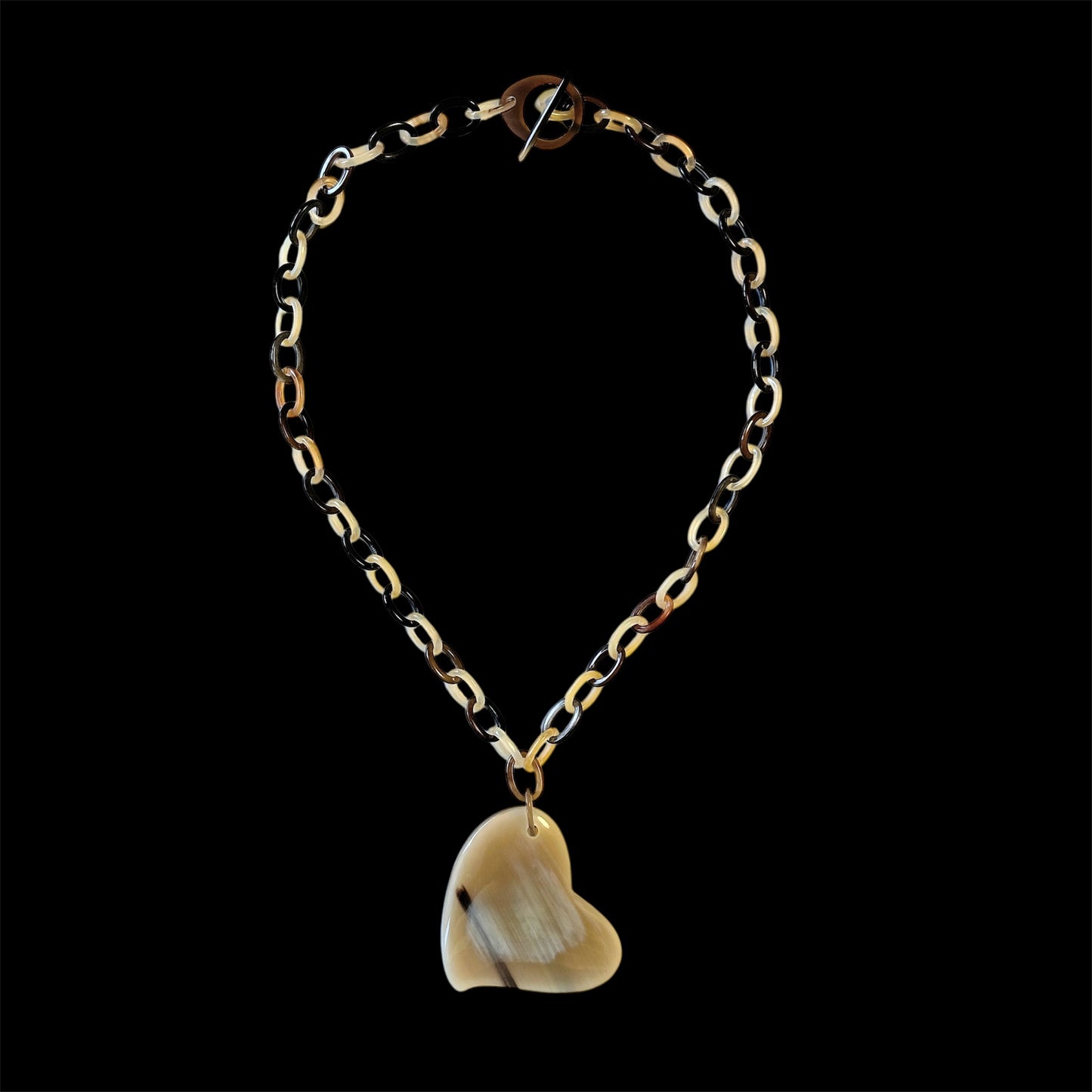 Buffalo horn heart necklace