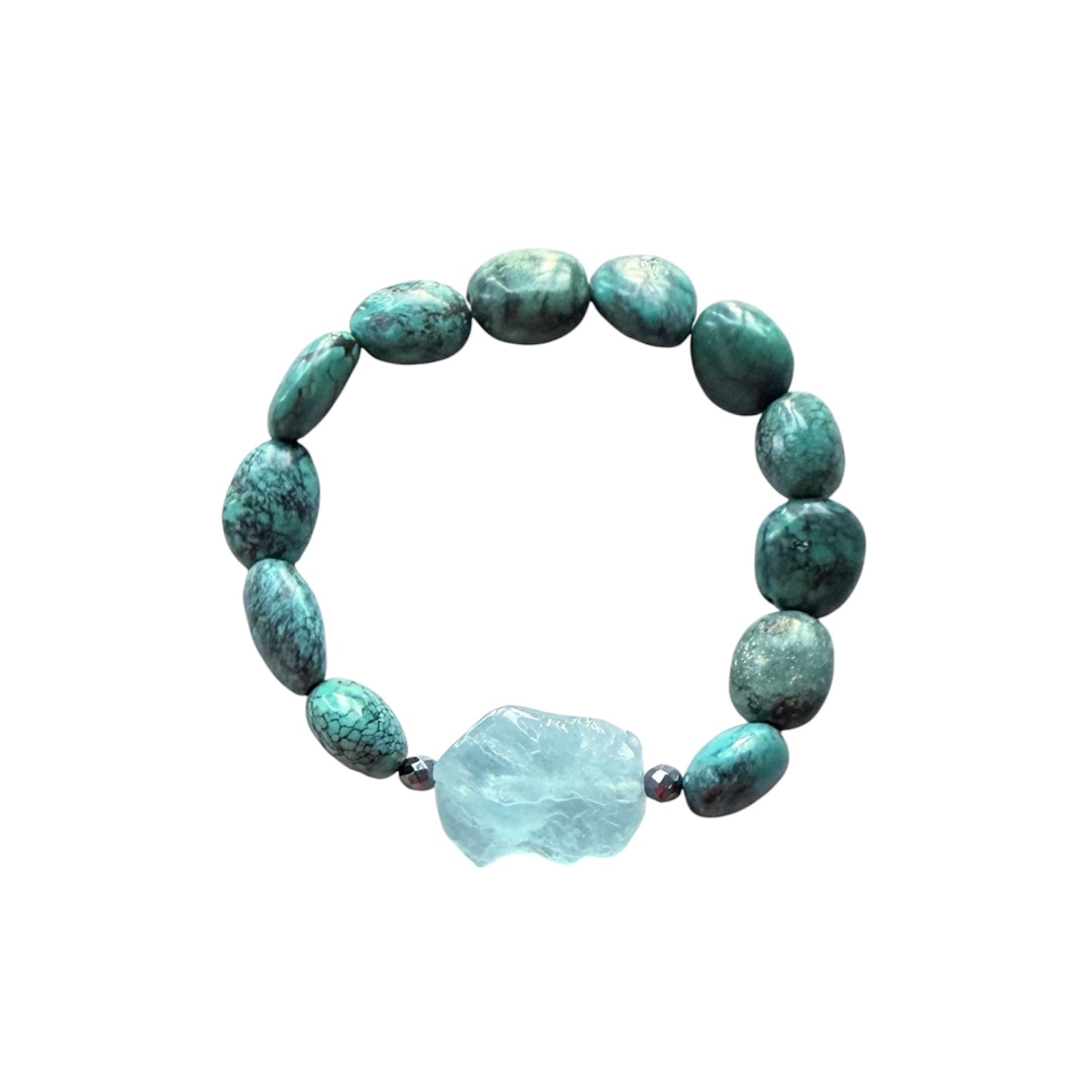 African turquoise and aquamarine men’s bracelet