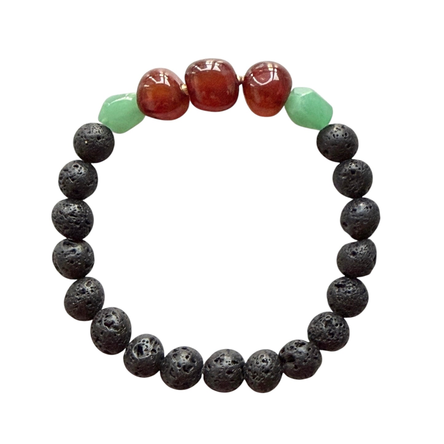 Lava stone, carnelian and new jade men’s bracelet