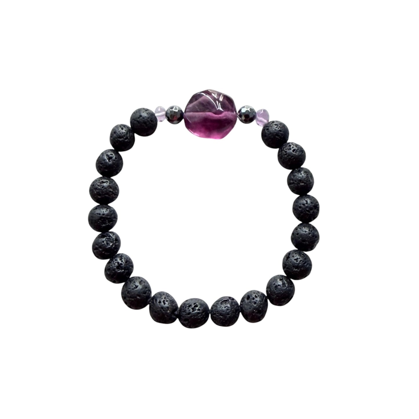 Amethyst and lava stone men’s bracelet