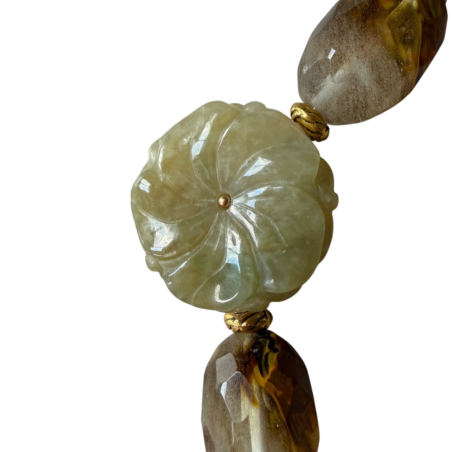 Jade, striped agate and freshwater pearl choker