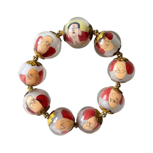 Reverse painted glass bead bracelets