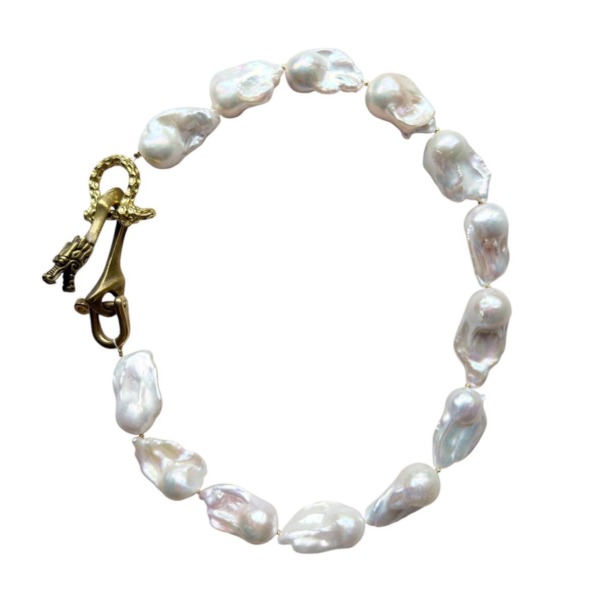 Baroque freshwater pearl choker with dragon clasp