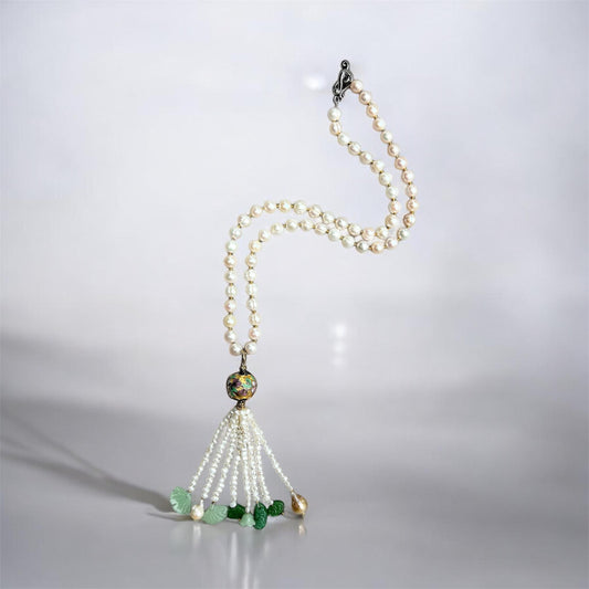Freshwater pearl tasseled necklace