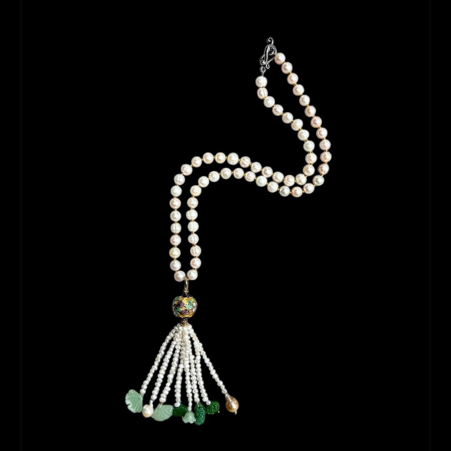 Freshwater pearl tasseled necklace