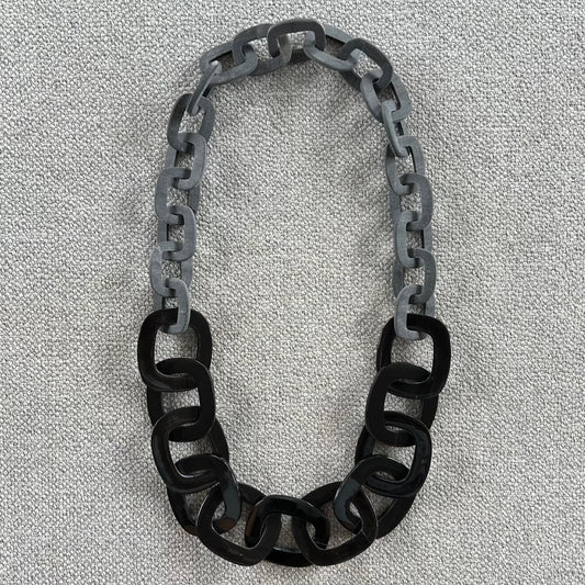 Chunky buffalo horn necklace with rectangular links