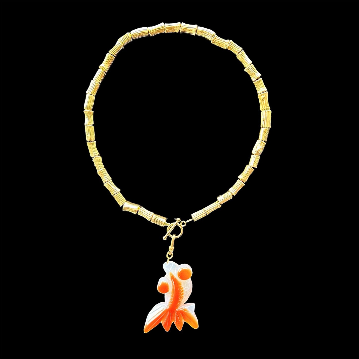 Agate goldfish pendant