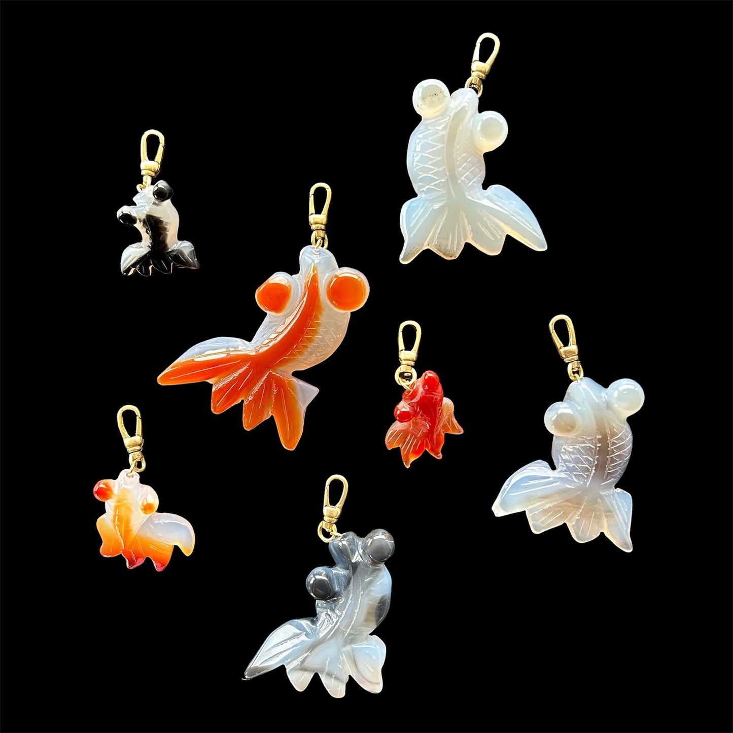 Agate goldfish pendant