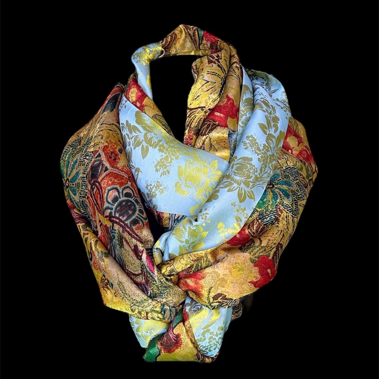 Reversible silk infinity scarf