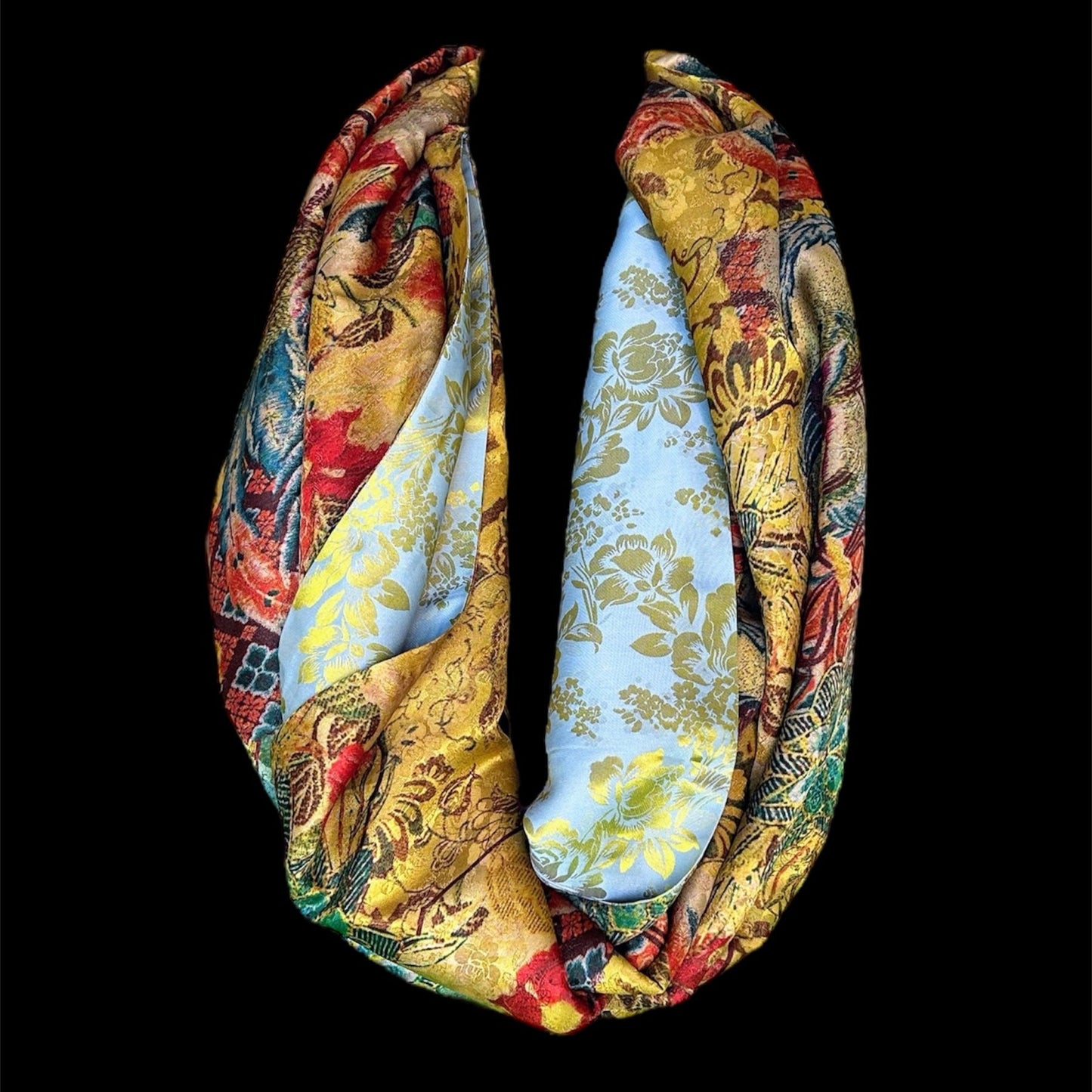 Reversible silk infinity scarf