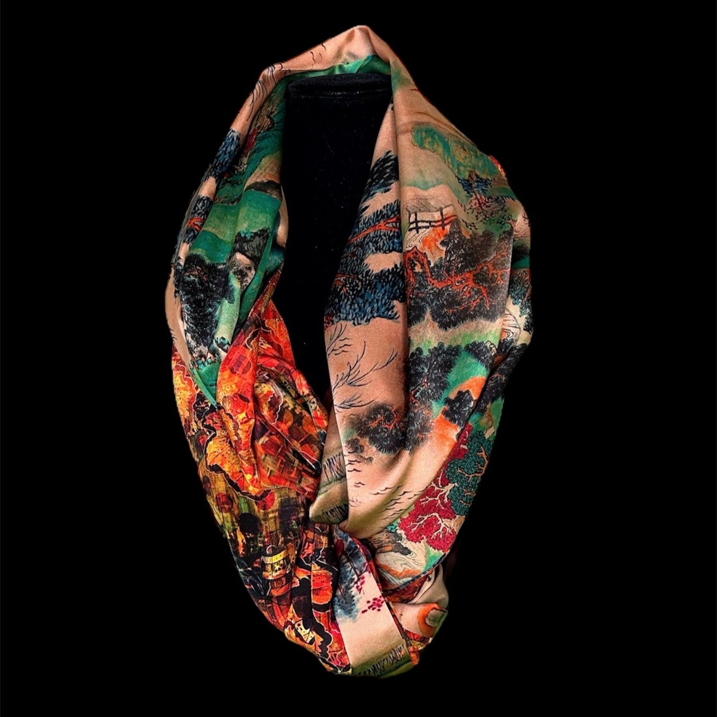 Reversible silk infinity scarf