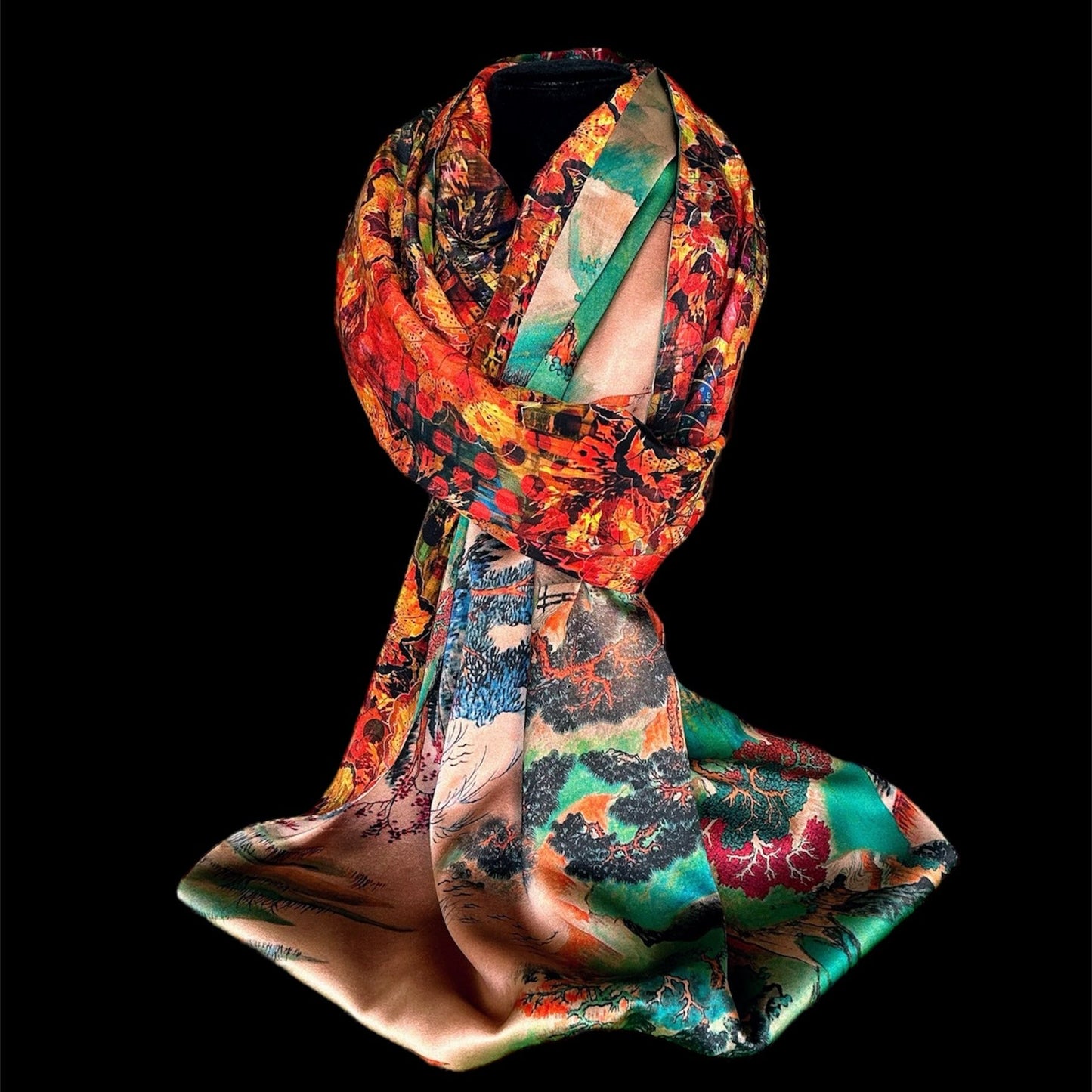 Reversible silk infinity scarf