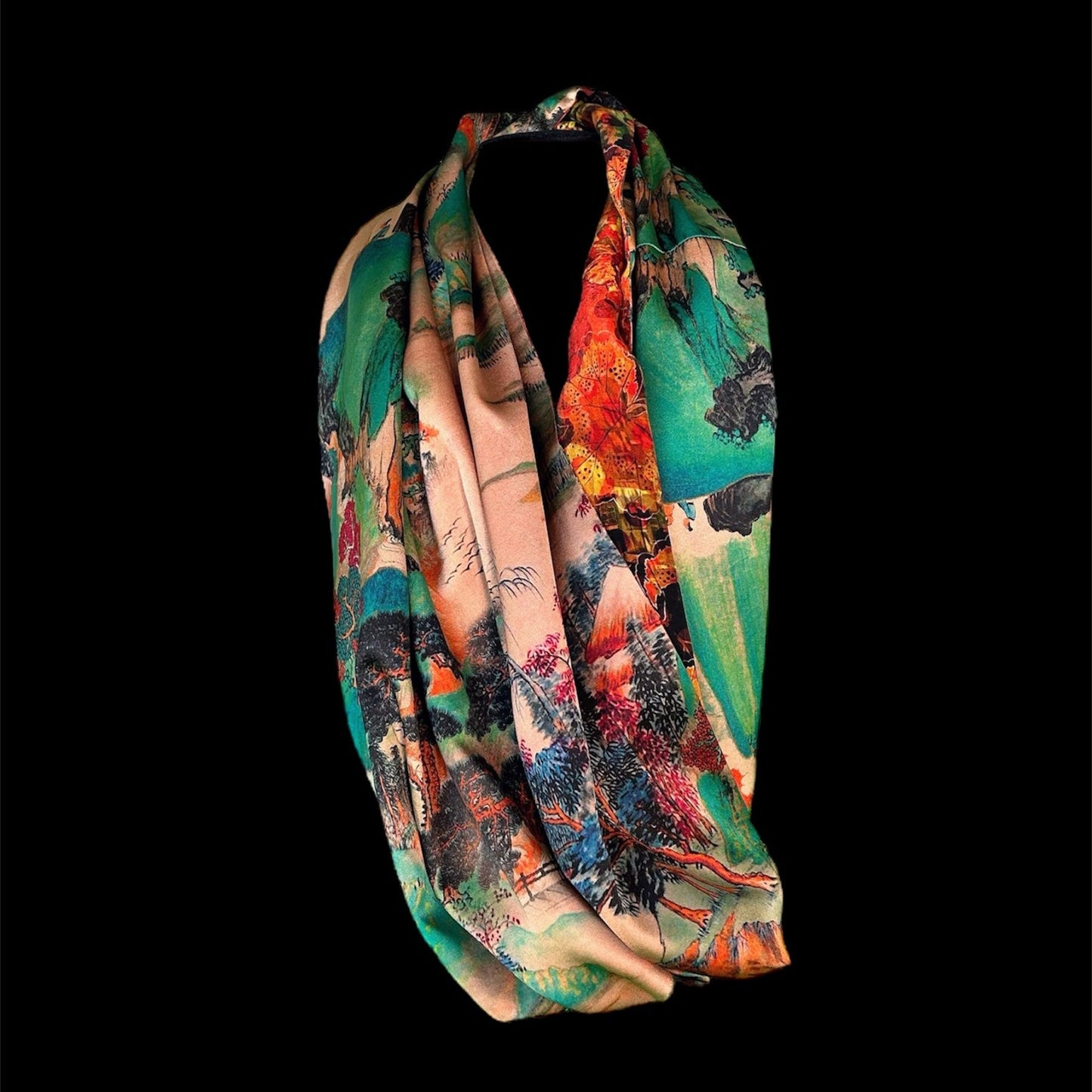 Reversible silk infinity scarf