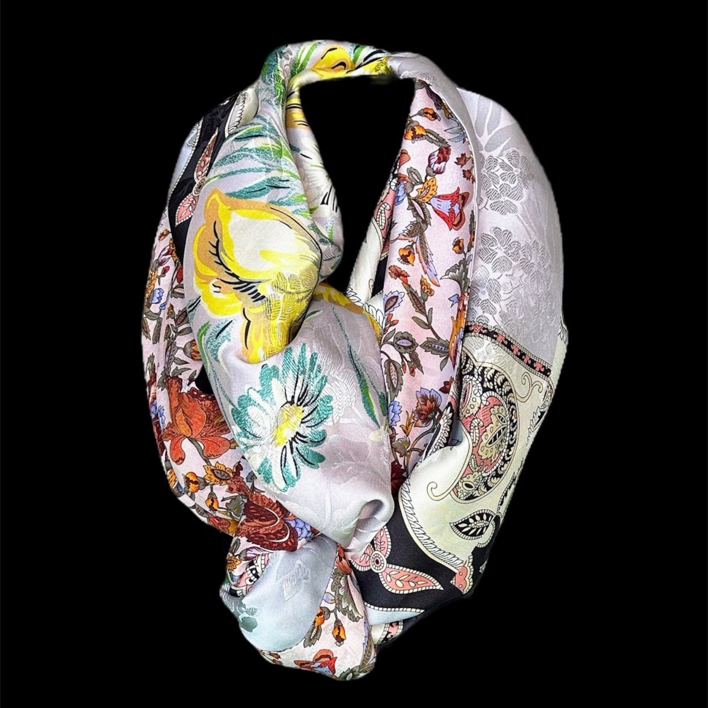 Reversible silk infinity scarf