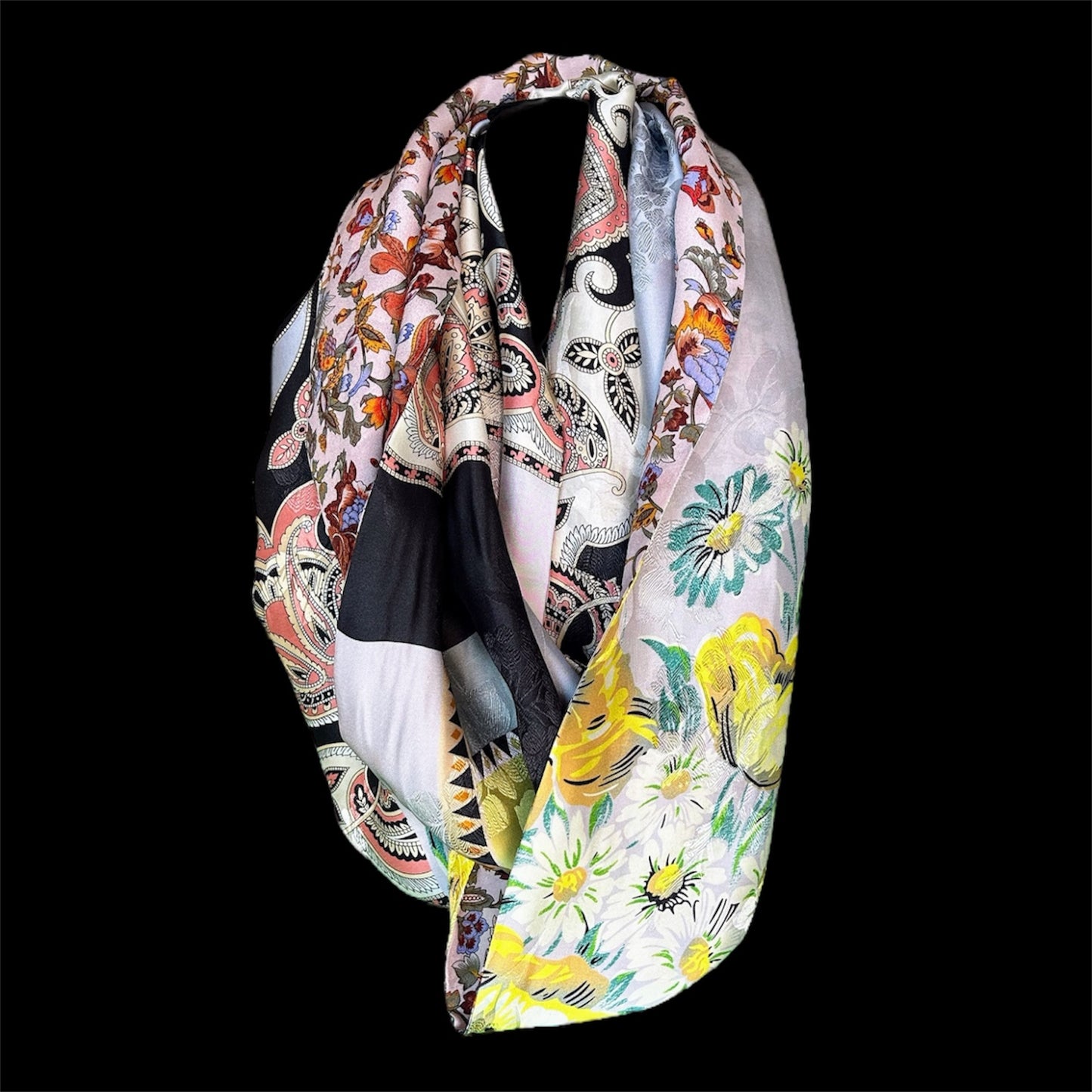 Reversible silk infinity scarf