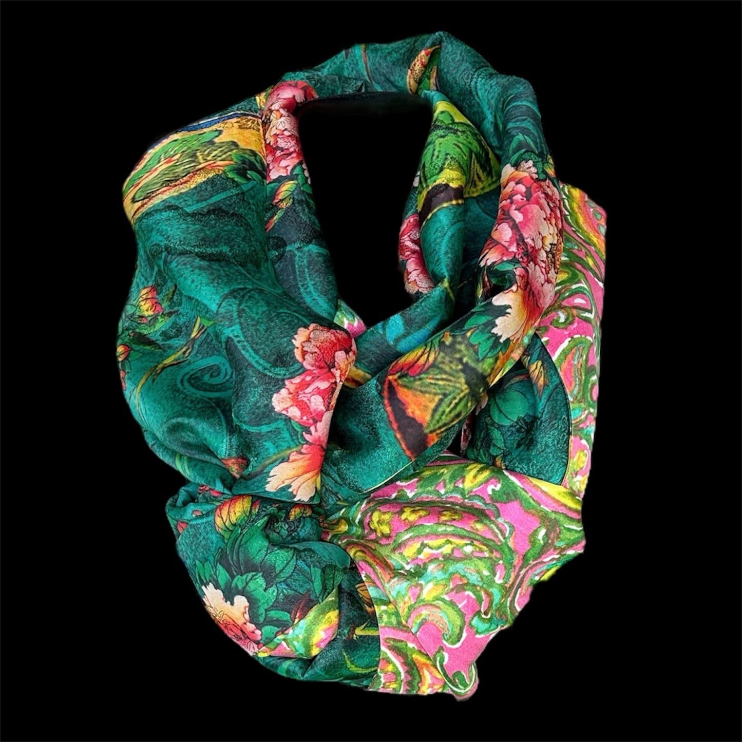 Reversible silk infinity scarf