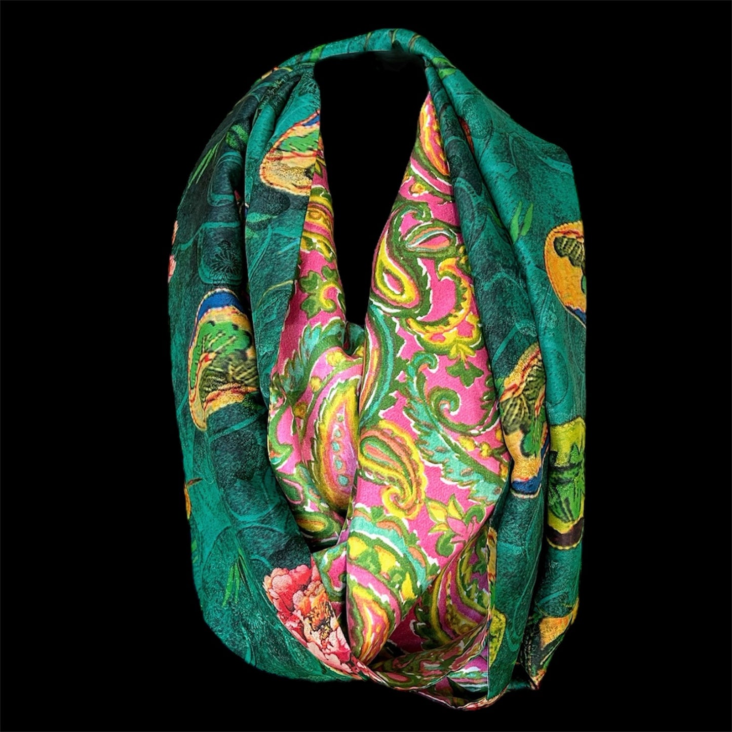 Reversible silk infinity scarf