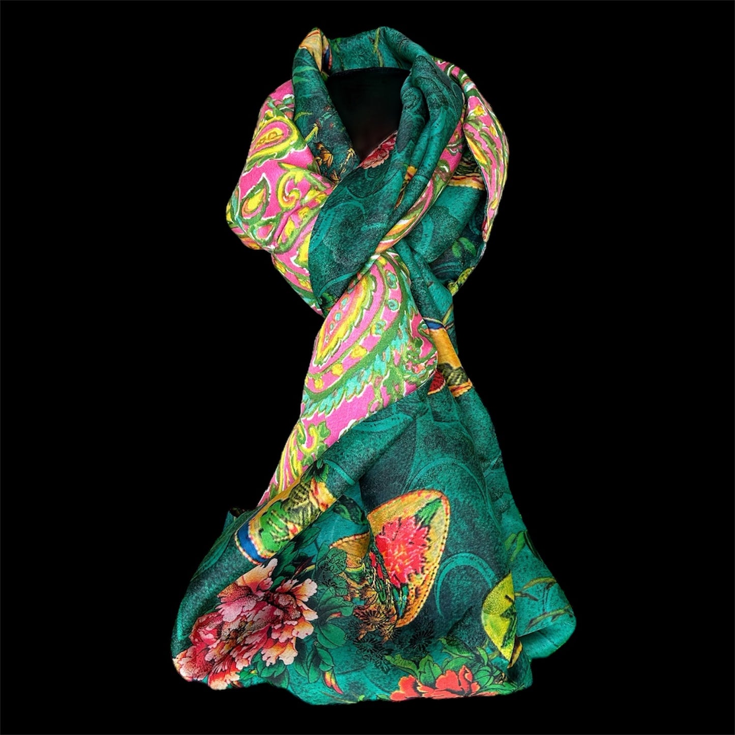 Reversible silk infinity scarf