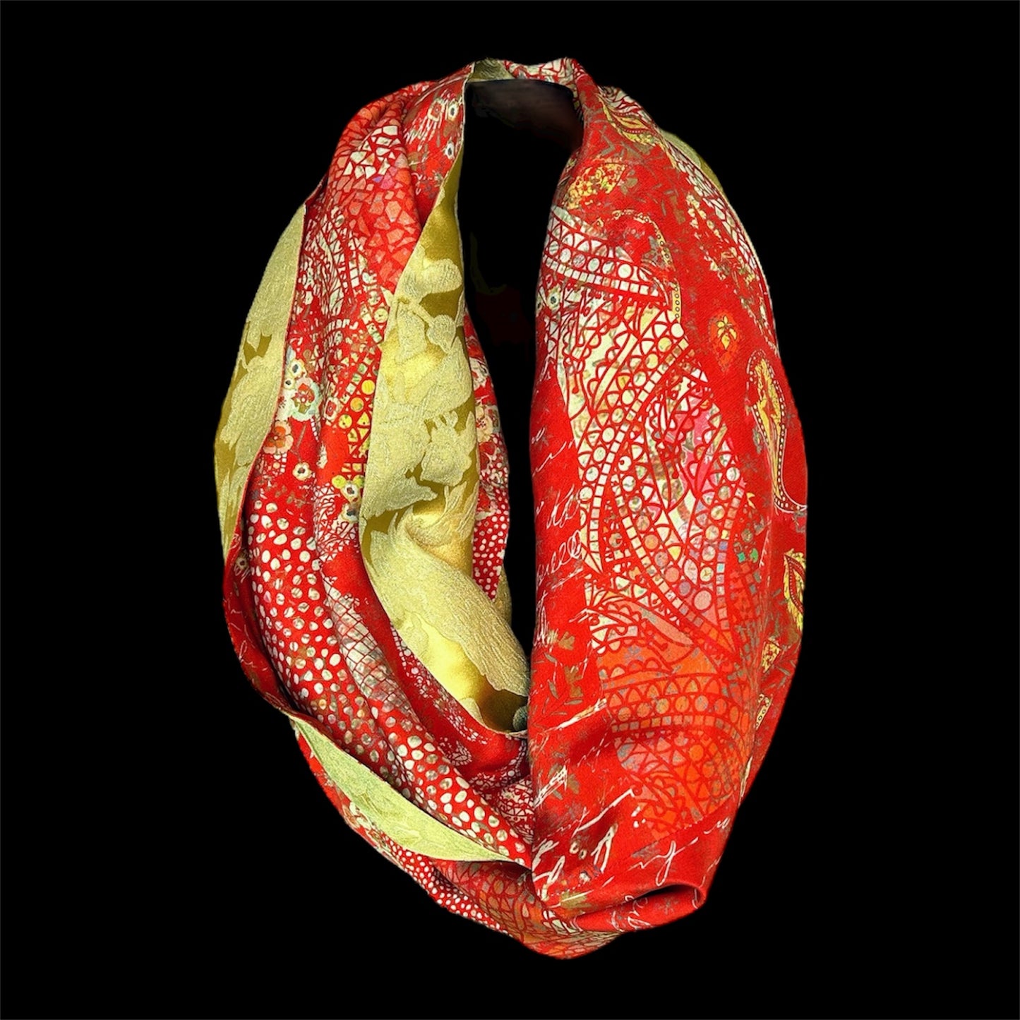 Reversible silk infinity scarf