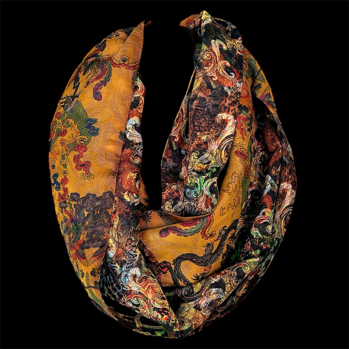 Reversible silk infinity scarf