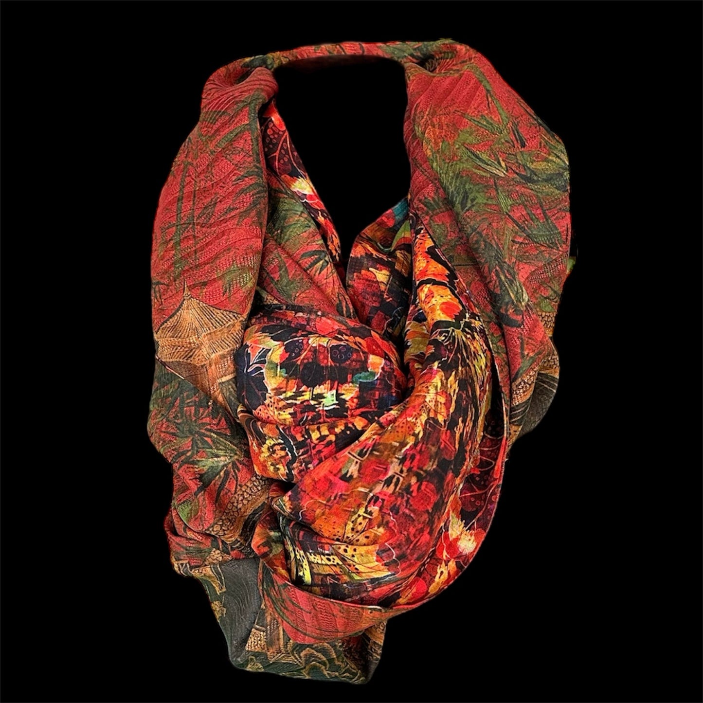 Reversible silk infinity scarf