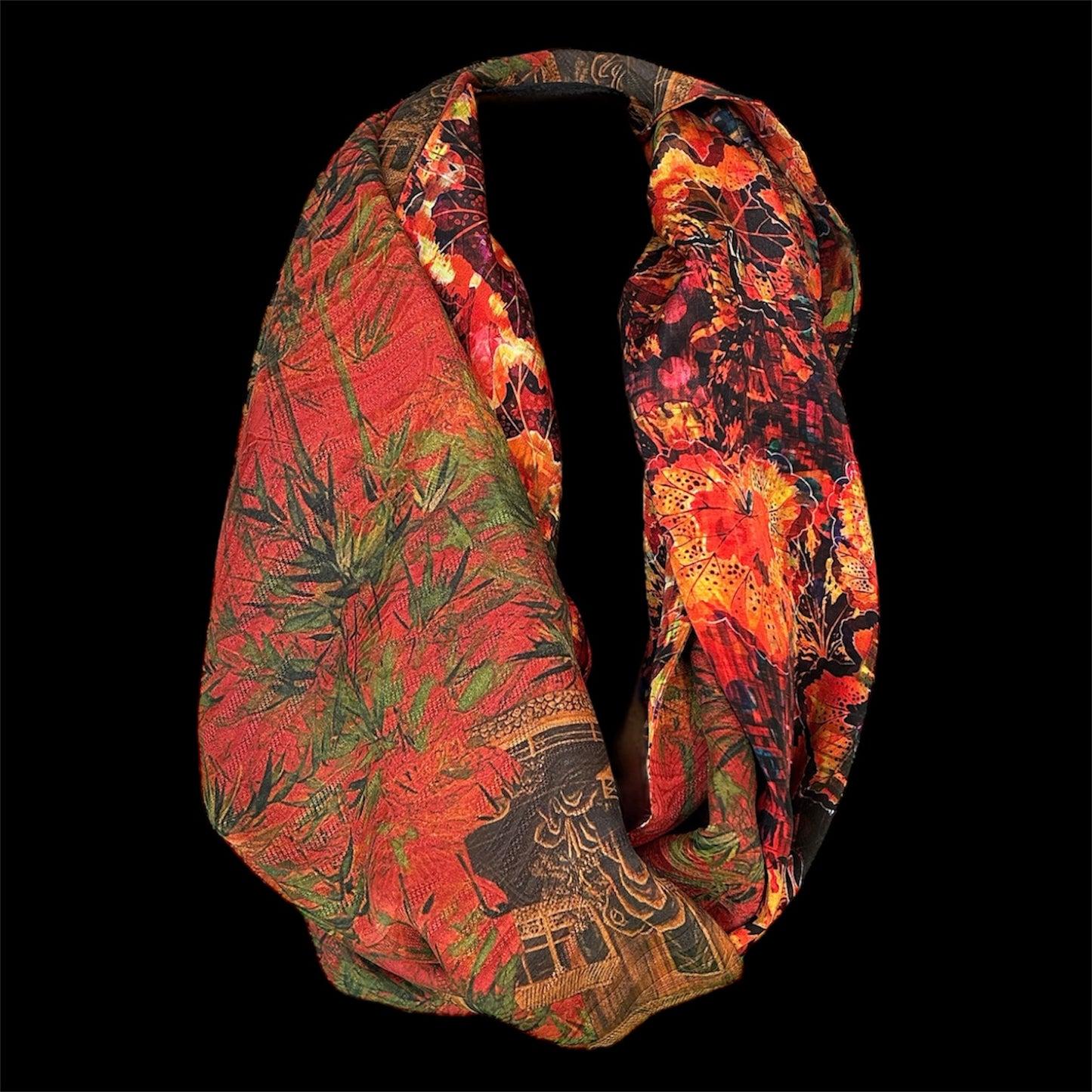 Reversible silk infinity scarf