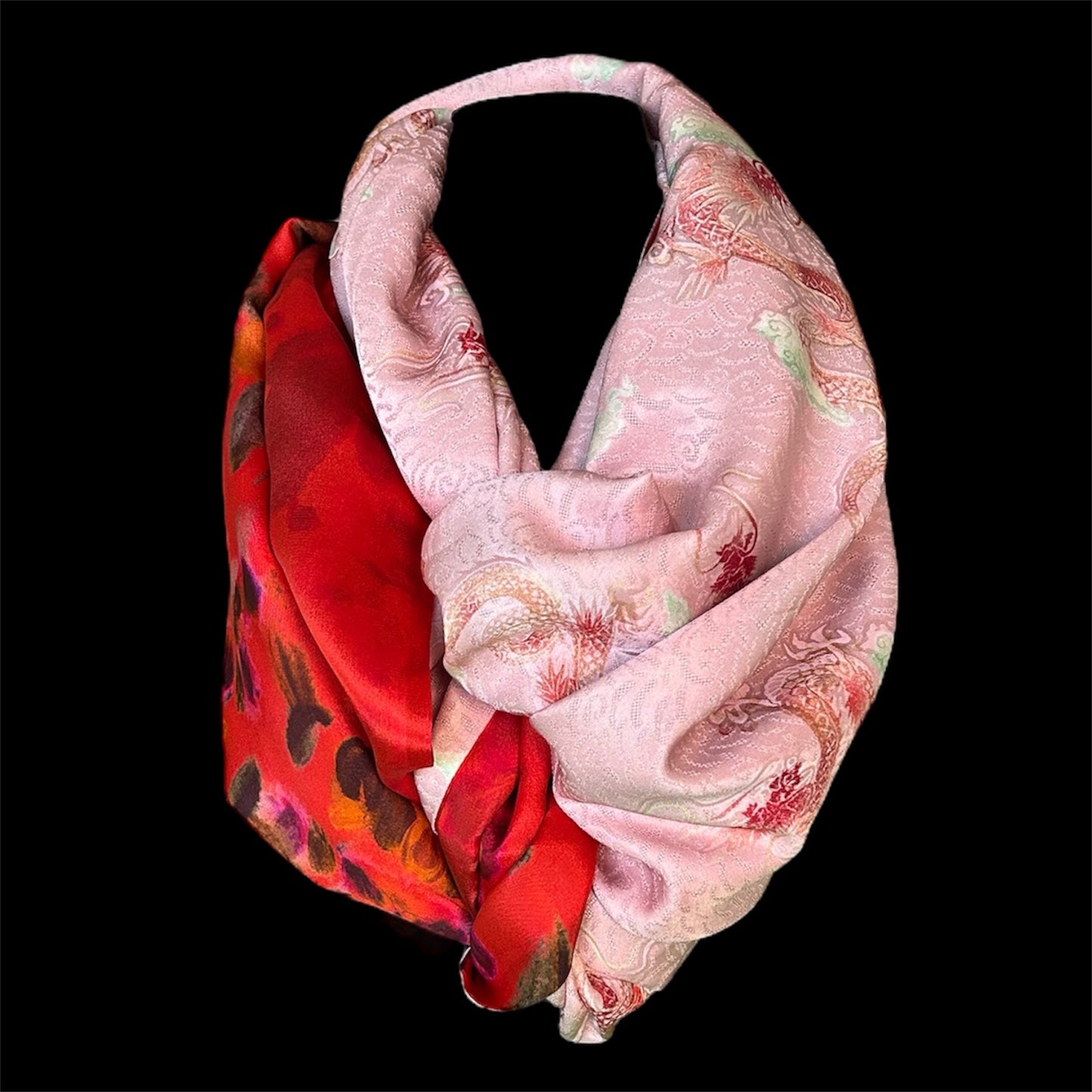 Reversible silk infinity scarf