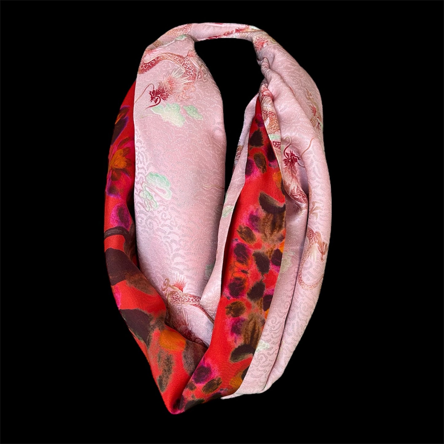 Reversible silk infinity scarf