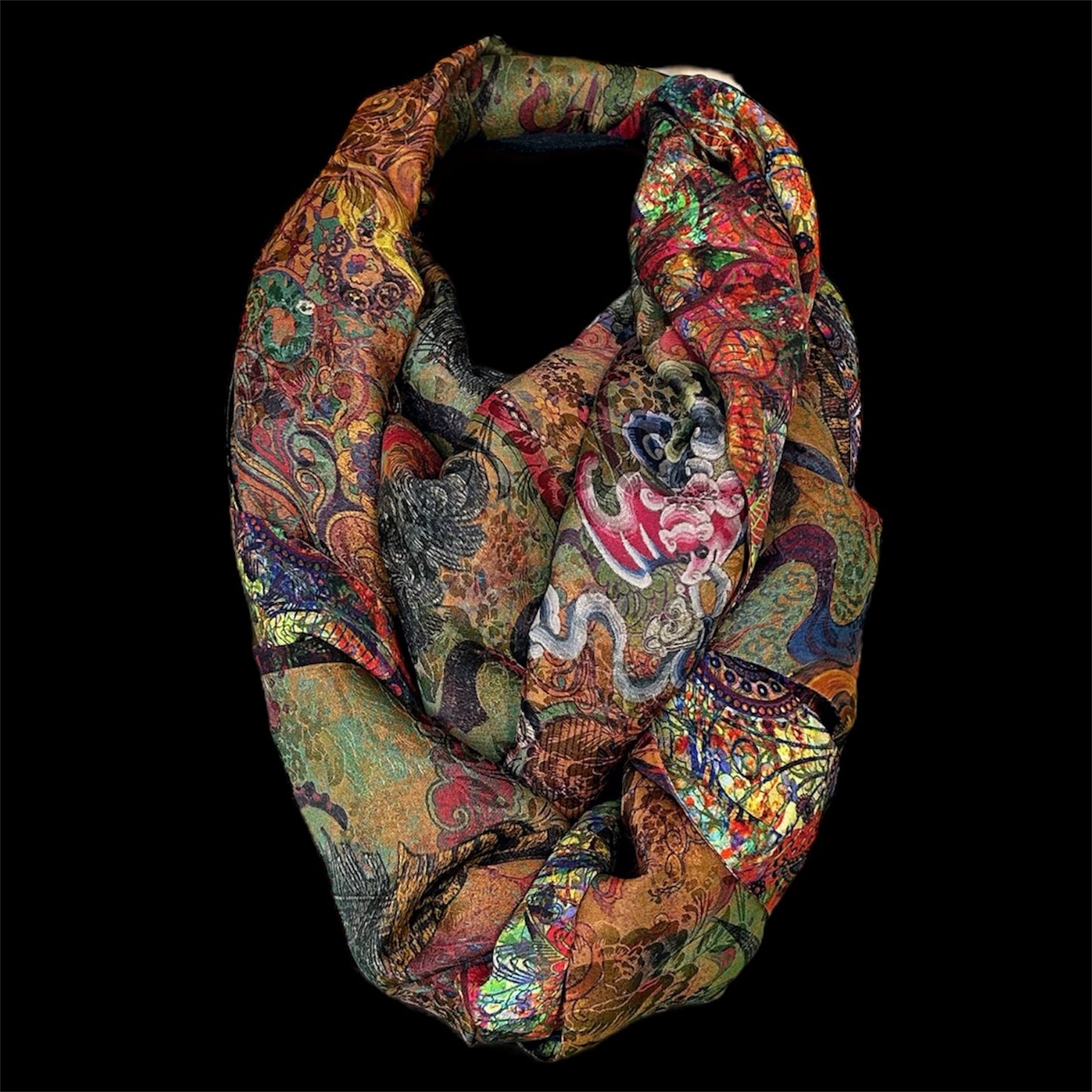 Reversible silk infinity scarf