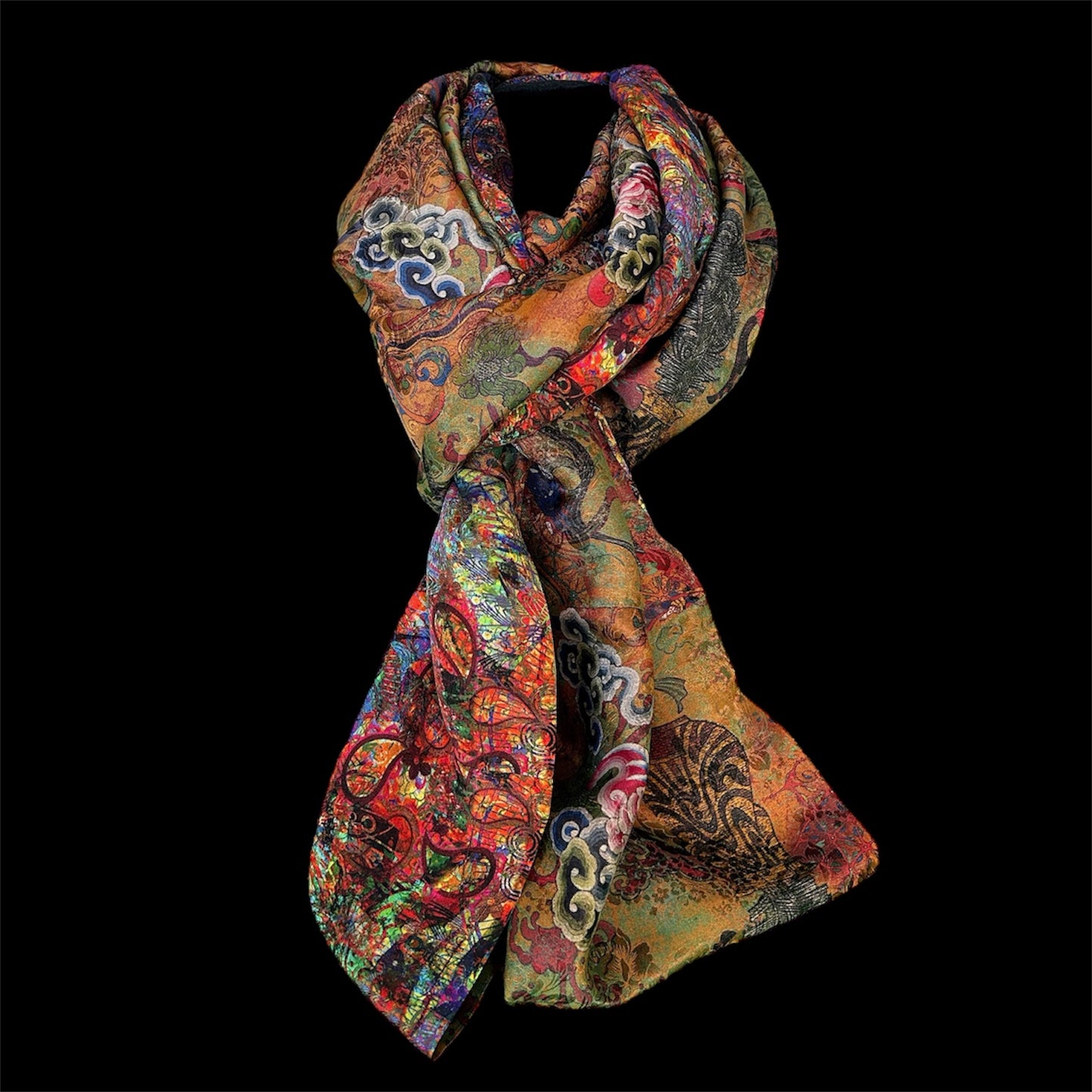 Reversible silk infinity scarf