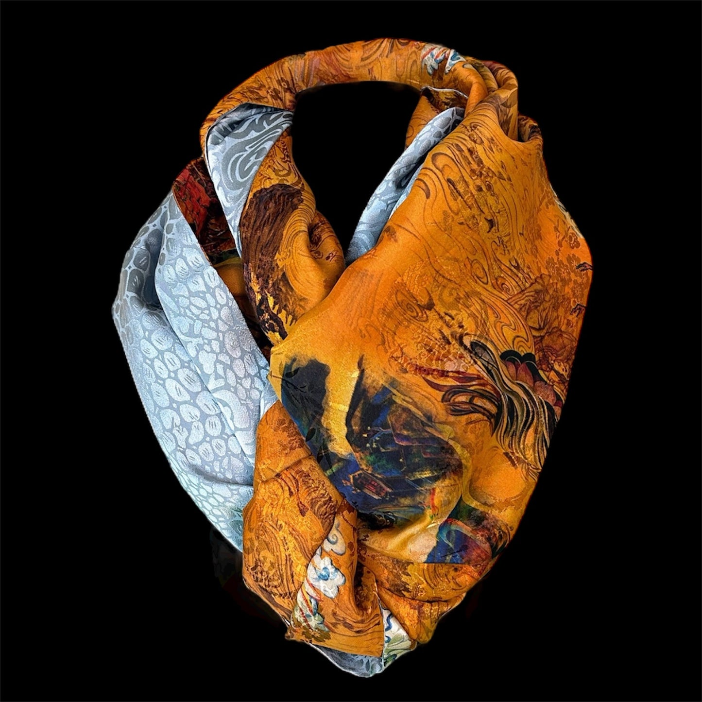 Reversible silk infinity scarf