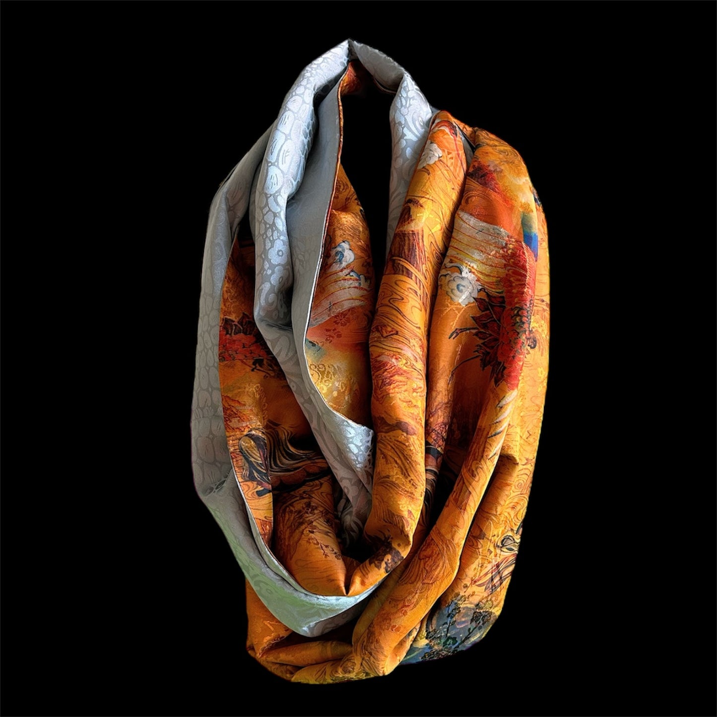 Reversible silk infinity scarf