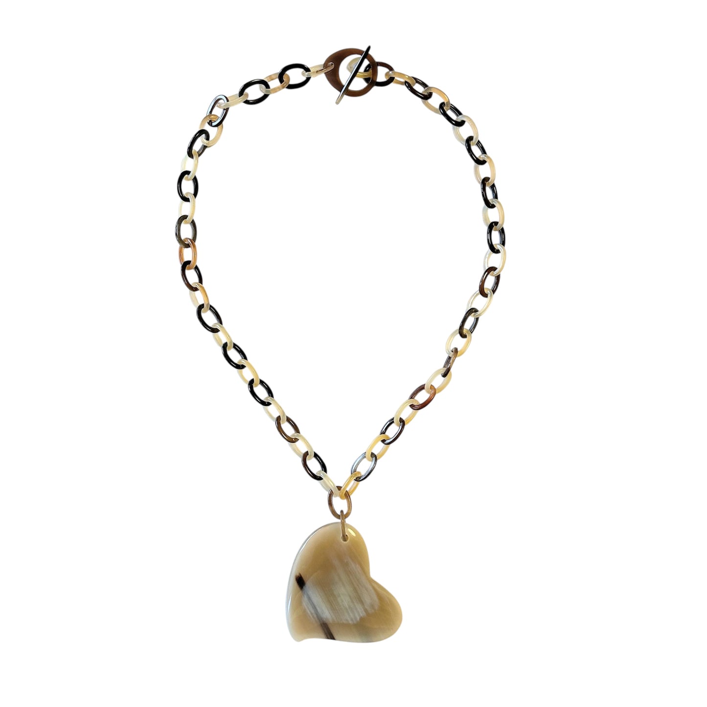 Buffalo horn heart necklace