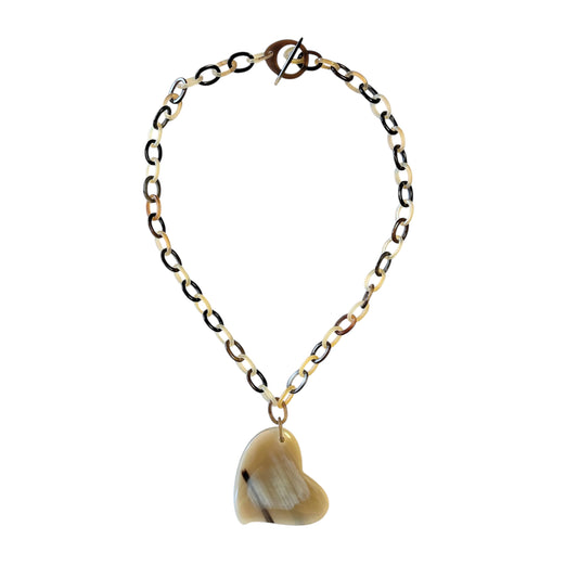Buffalo horn heart necklace