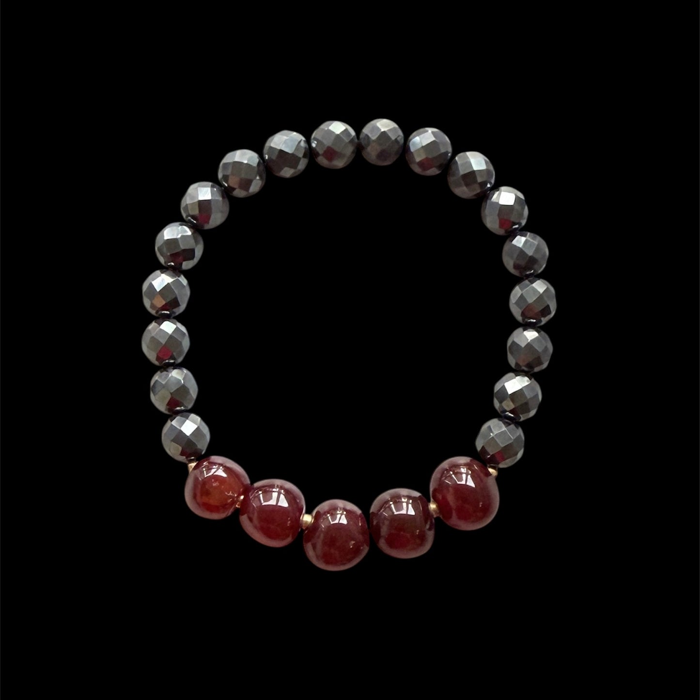 Hematite and carnelian men’s bracelet