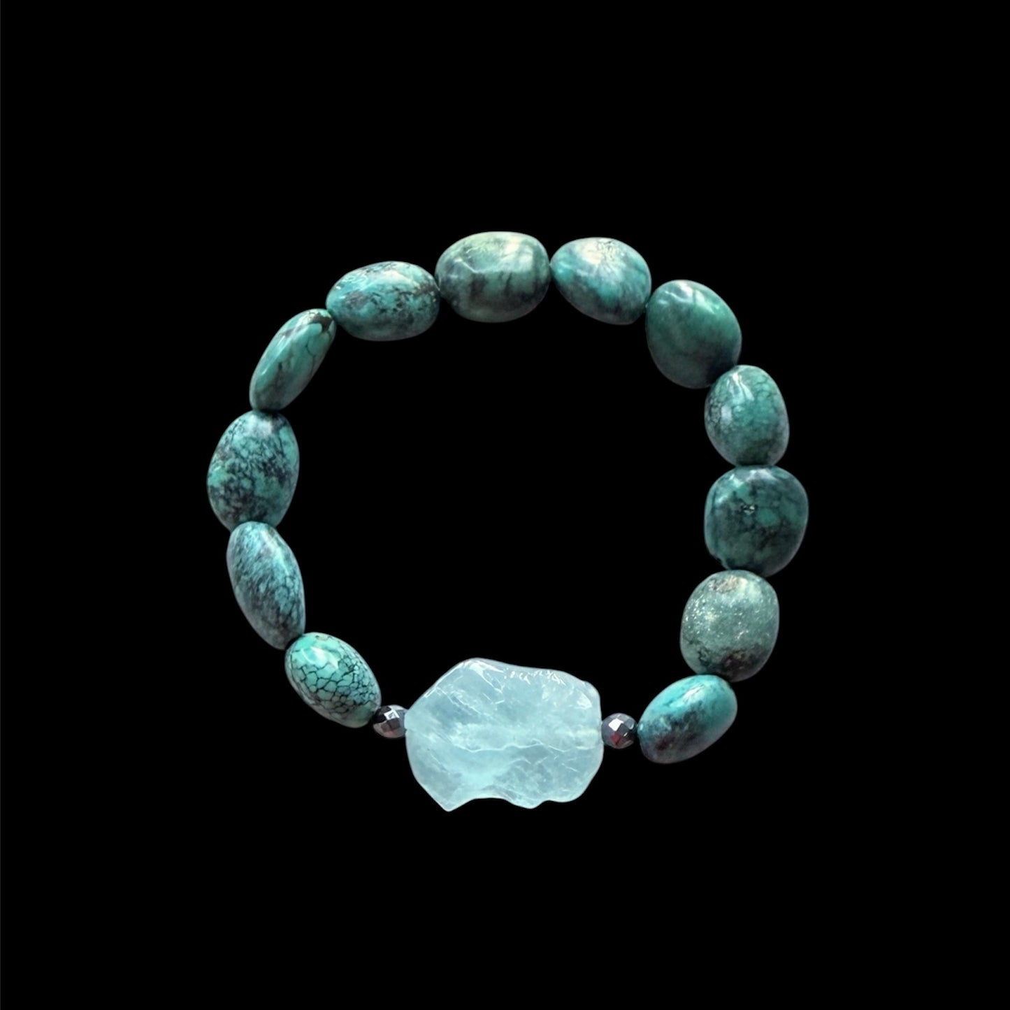 African turquoise and aquamarine men’s bracelet