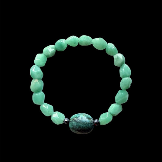 New jade and African turquoise unisex bracelet