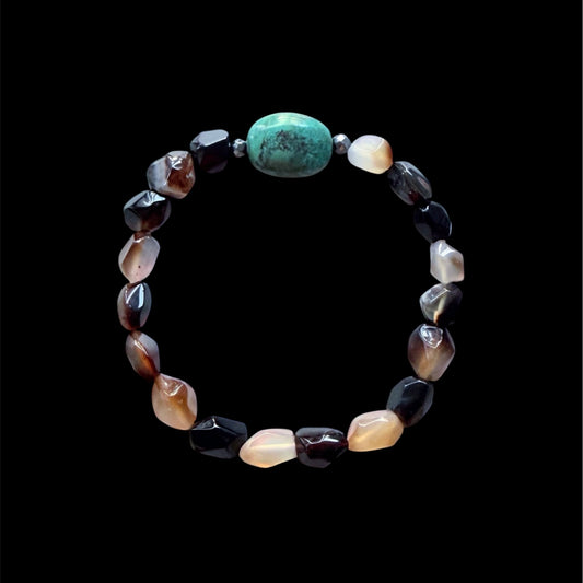 Agate and African turquoise men’s bracelet