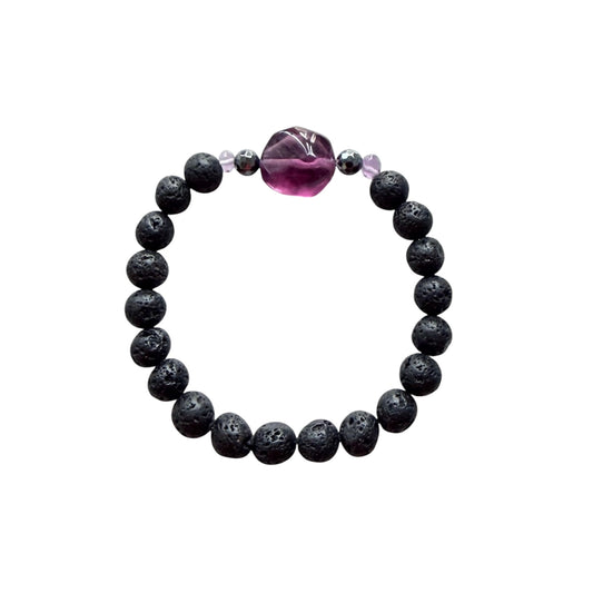 Amethyst and lava stone men’s bracelet