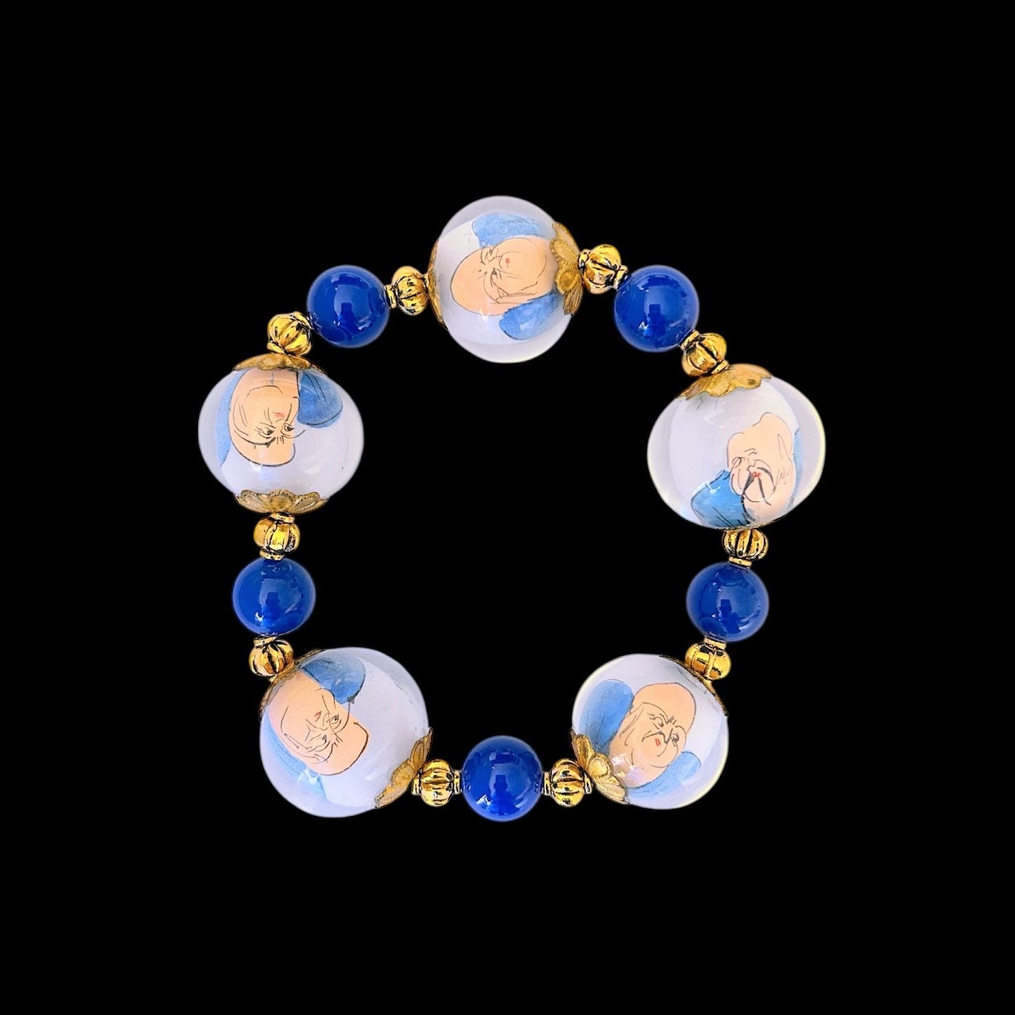 Reverse painted glass bead bracelets