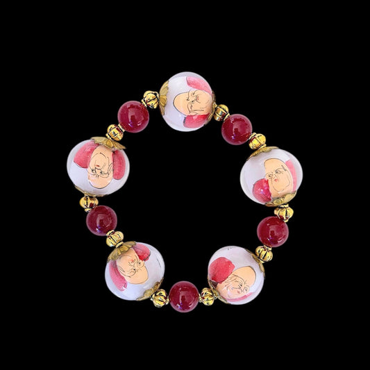 Reverse painted glass bead bracelets