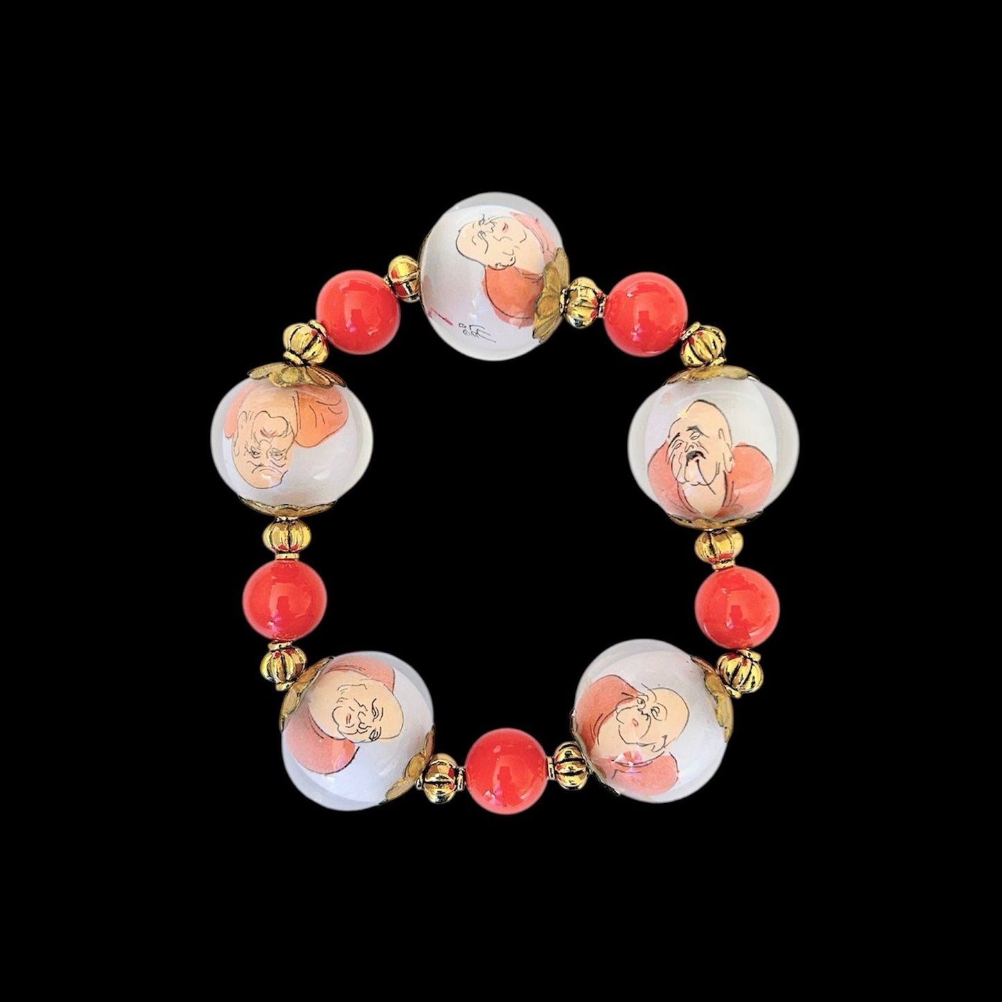 Reverse painted glass bead bracelets