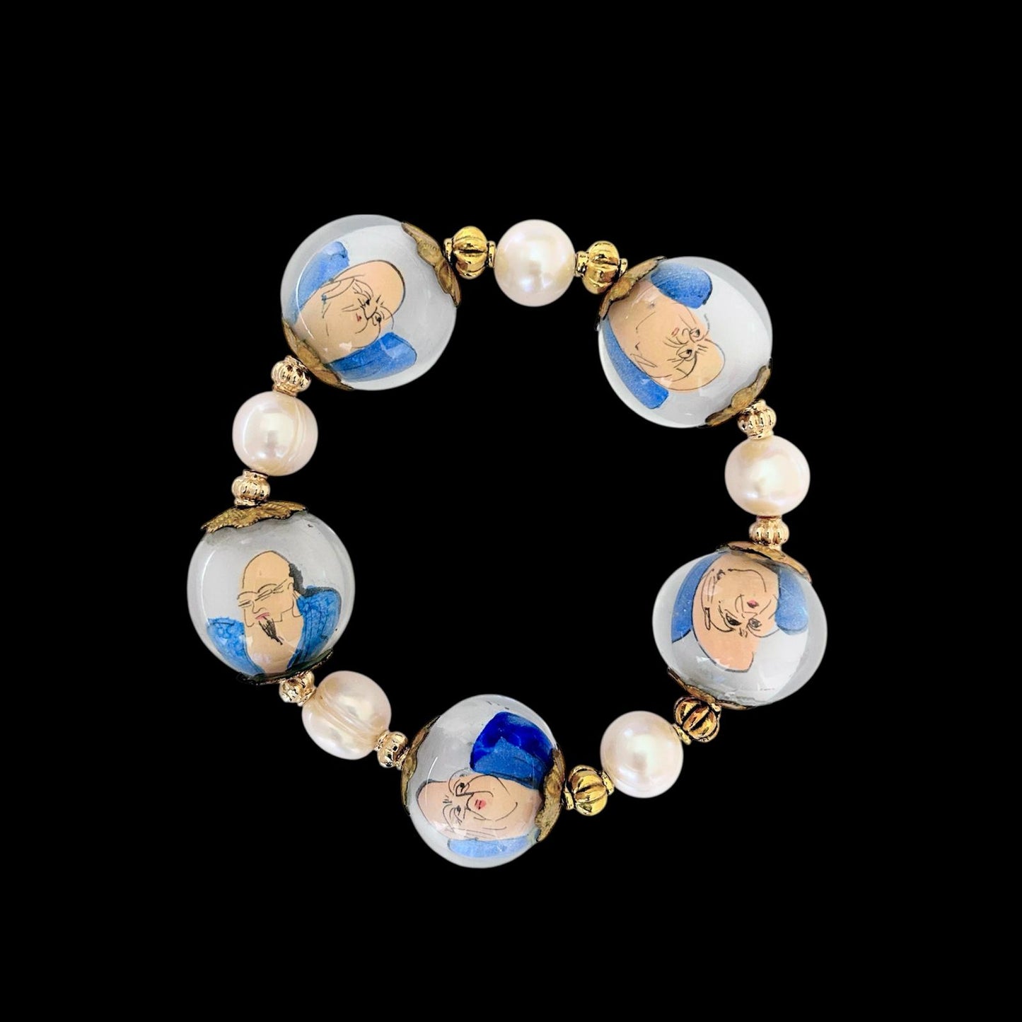Reverse painted glass bead bracelets