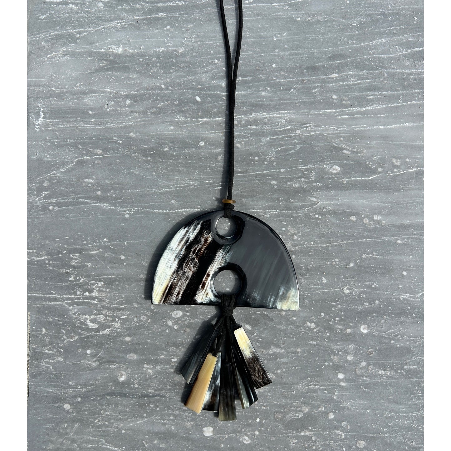 Large buffalo horn pendant